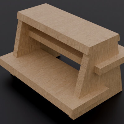 Low Poly Wood Step Stool