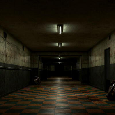 Low Poly Old Dark Bloody Corridor 06 by infinity vision