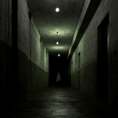Old Dark Scary Corridor 04 With Ghost