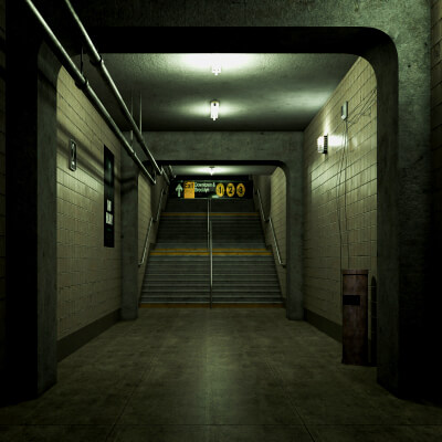 Old Scary Subway Stair Corridor