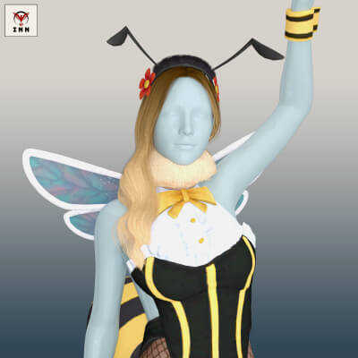 FF7 - Honey Bee Girl Outfit for Genesis 8 Female