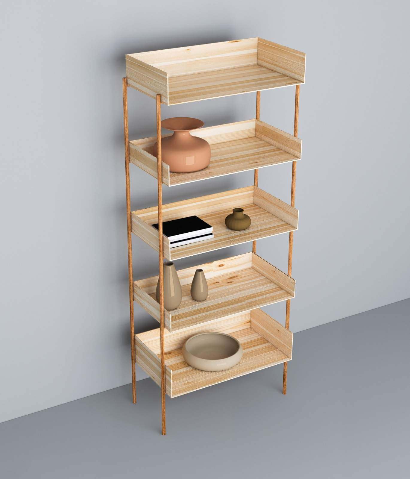 Modern Minimalist Bookcase 3D Model by Interior design models