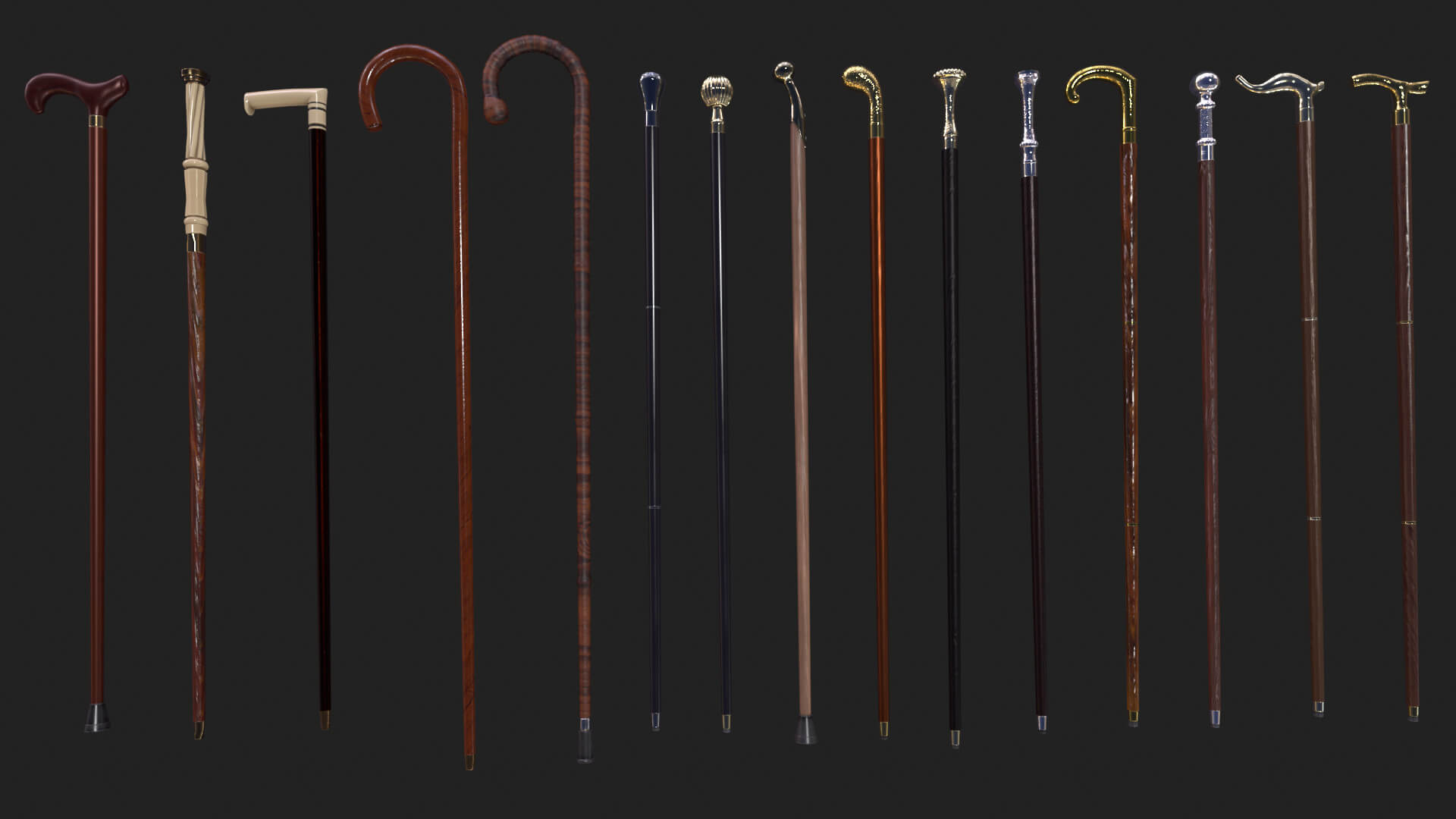 Walking Sticks 3d Model By Inveni
