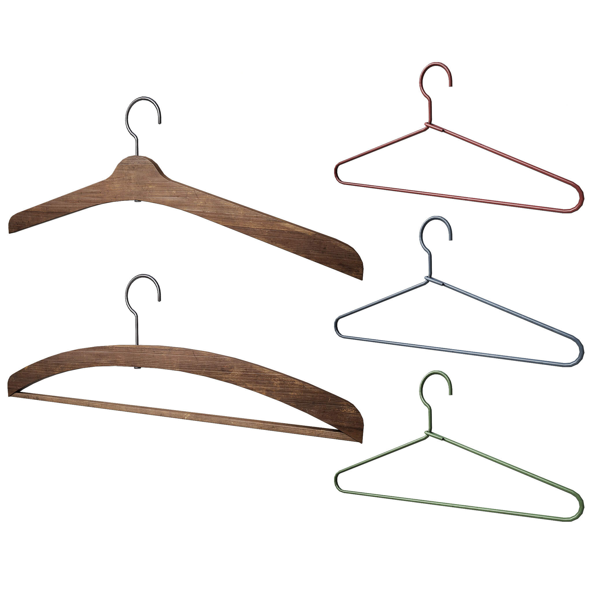 Set of 5 Cloth Hangers Free 3D Model by iQuon