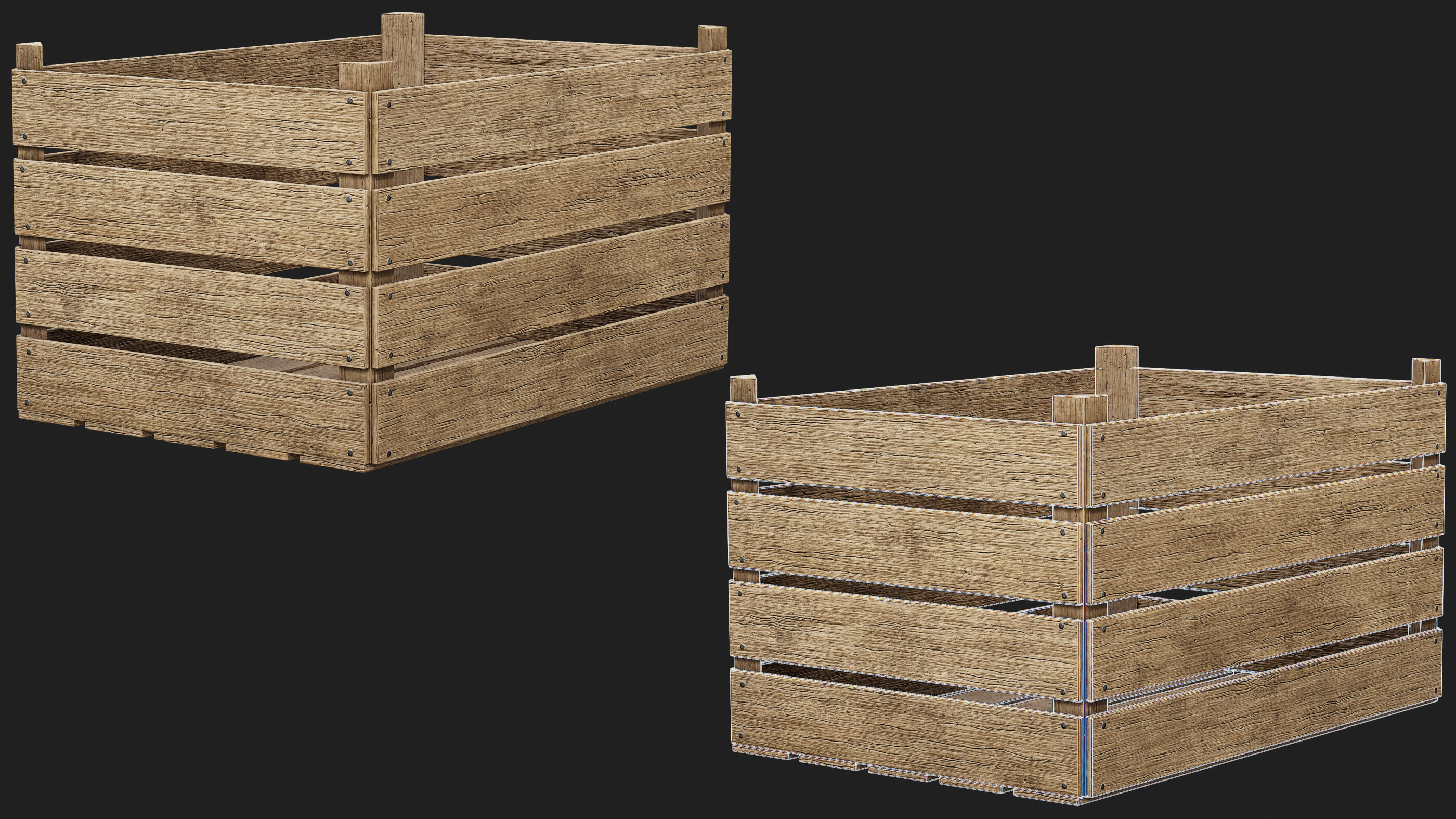 Timber Box Model Wooden and Plastic Boxes - 3D Model by iQuon