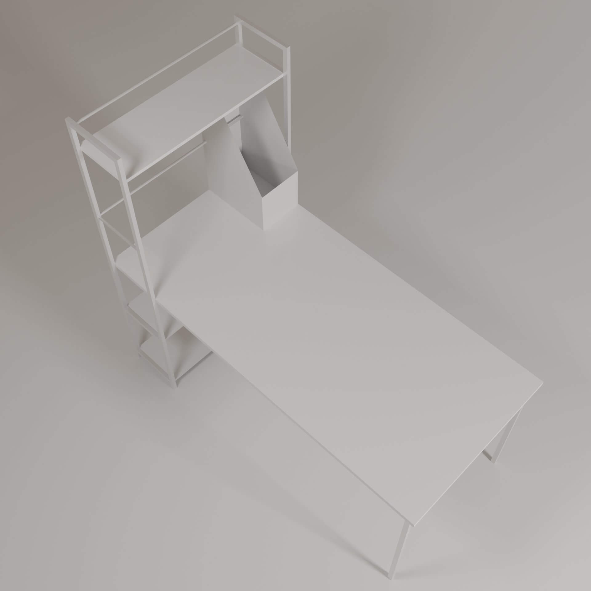 White Shelf Desk 3D Model by ItsAllInYour