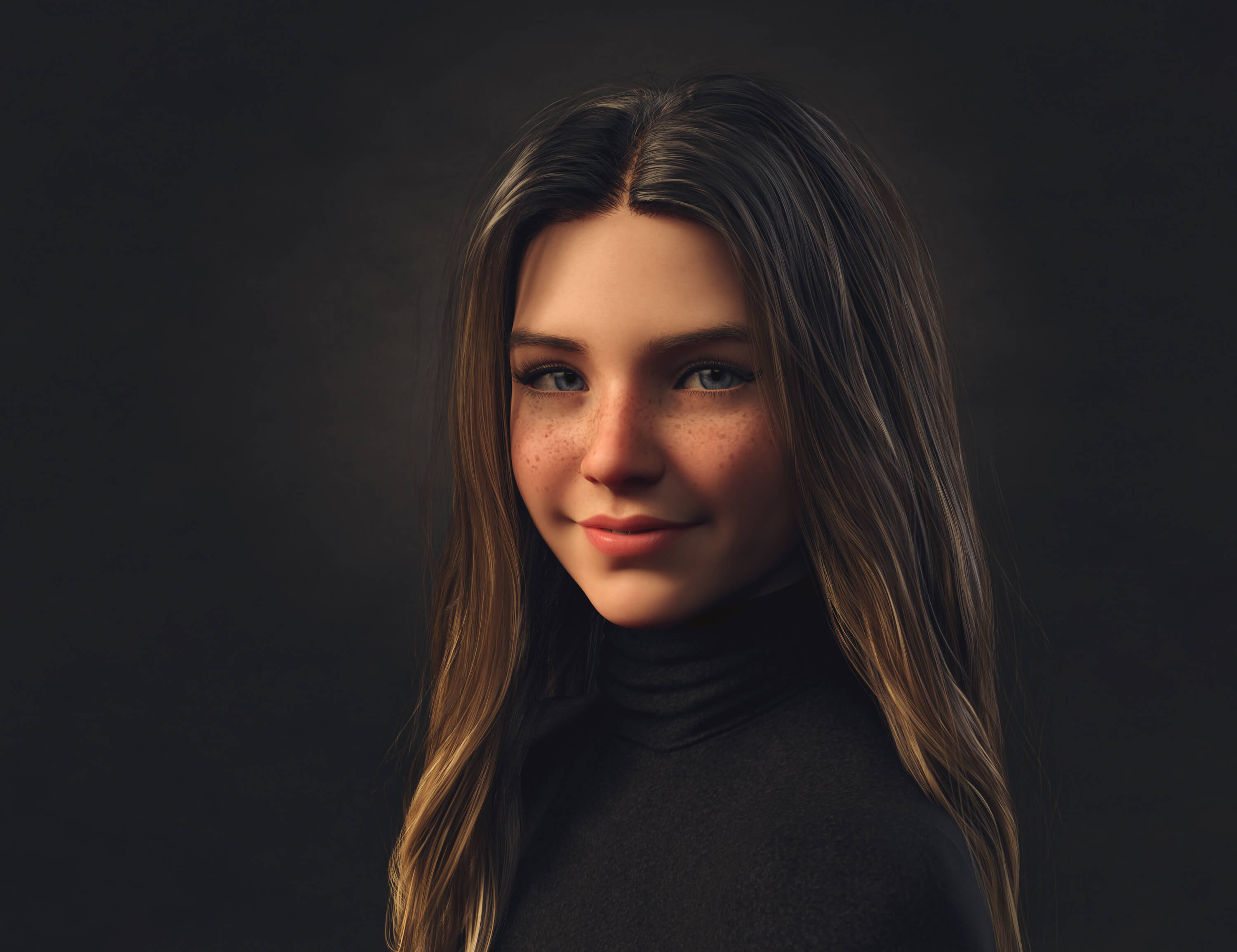 Olivia close up portrait 3D Render, Digital Art by jakonoid