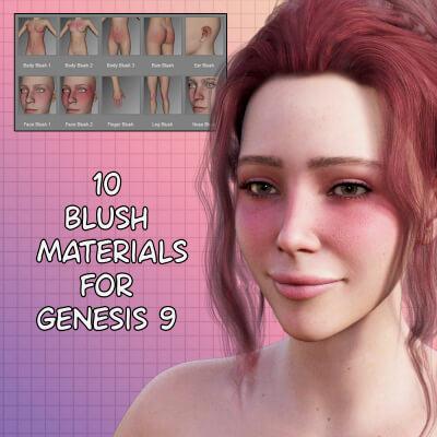 Set of 10 Blush Materials for Genesis 9 by janey