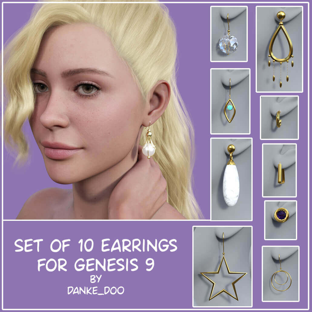 Set of 10 Earrings for Genesis 9