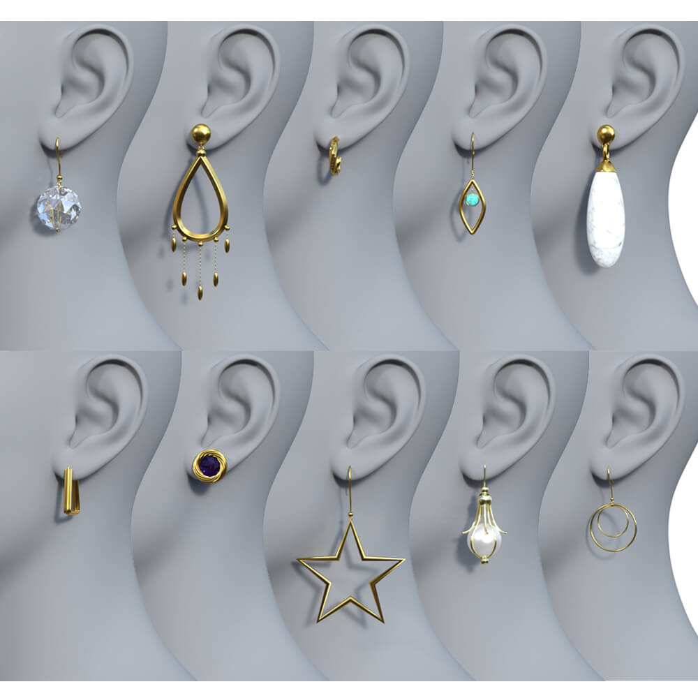 Set of 10 Earrings for Genesis 9