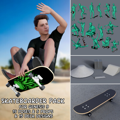 Skateboarder Pack for Genesis 9 by janey