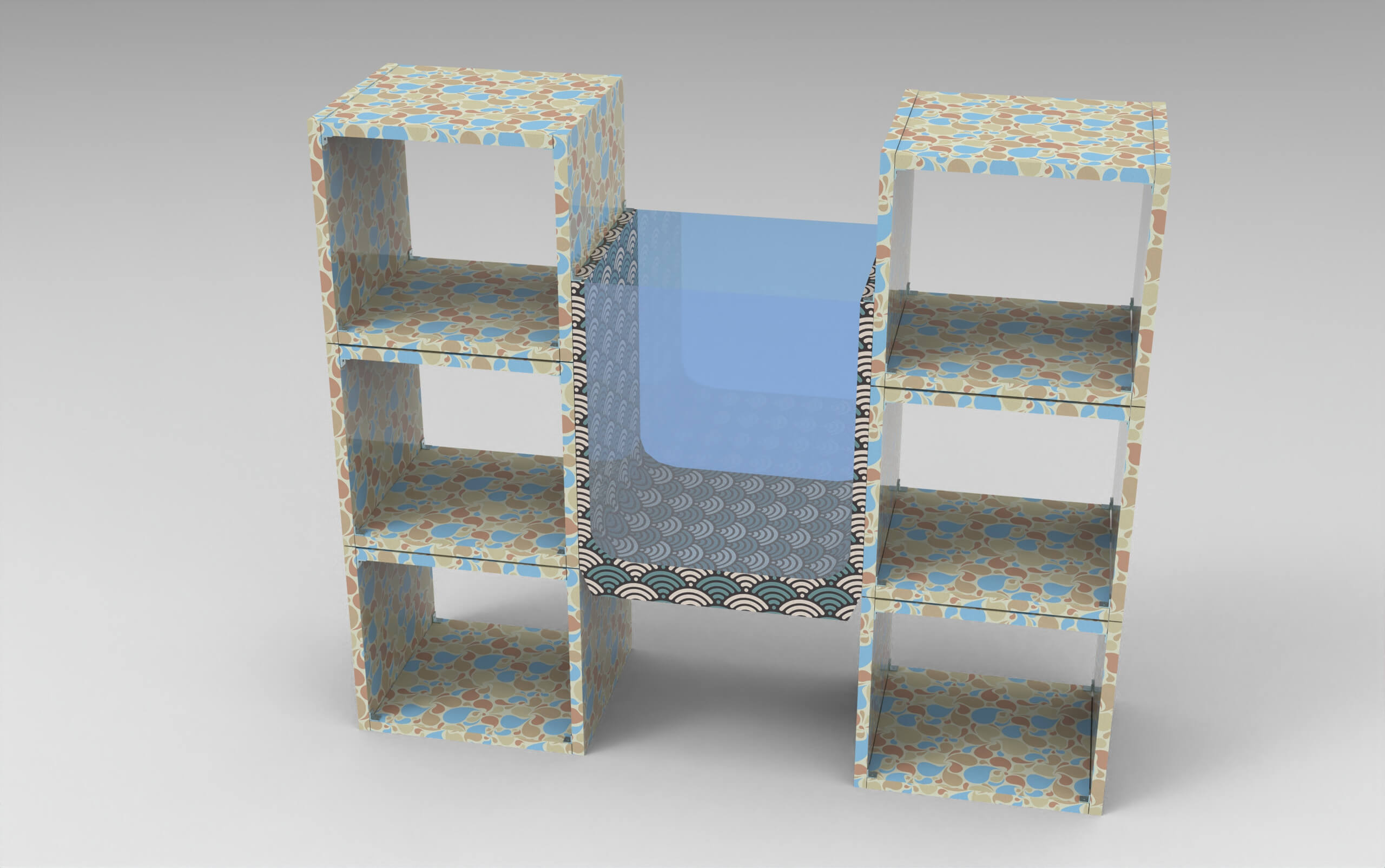 Bookshelves and Container 3D Model by japanzanuda