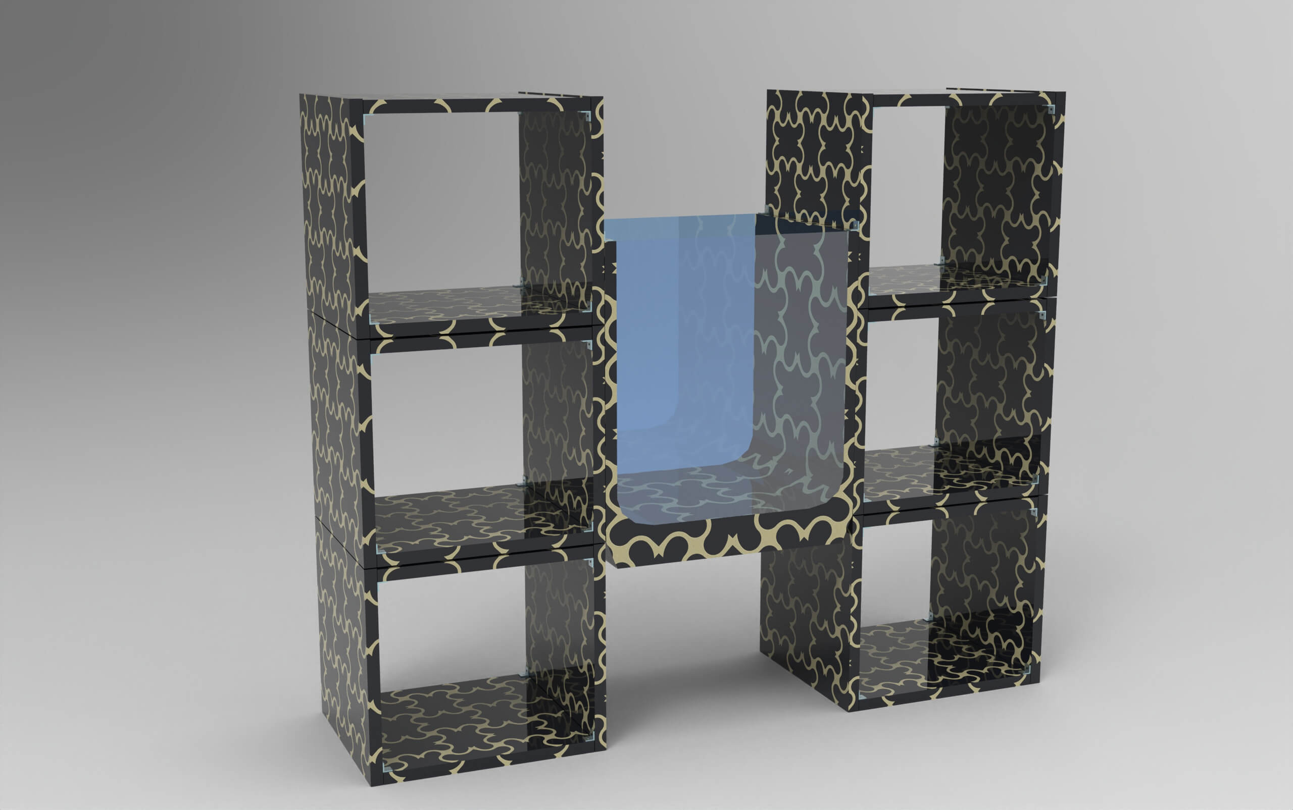 Bookshelves and Container 3D Model by japanzanuda