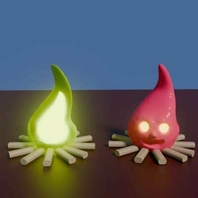 Cartoon Bonfire Lamps