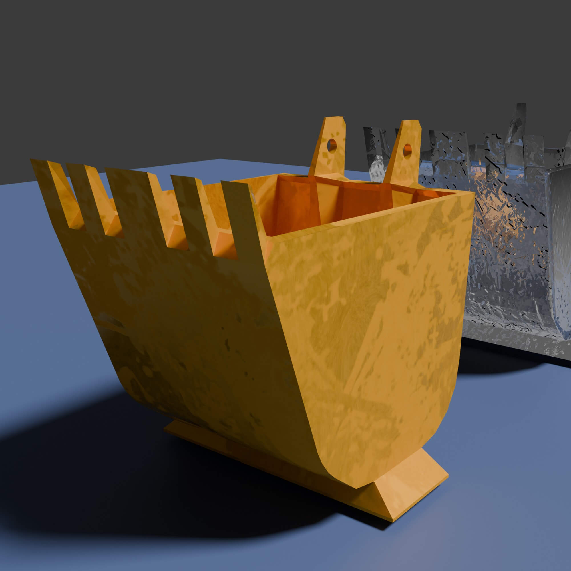 Excavator Bucket Container and Aquarium Fish 3D Model by japanzanuda