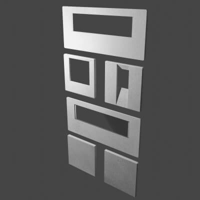 Set of Concrete Walls or Partitions With Windows