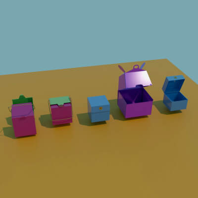 Set of Gift Open and Closed Boxes