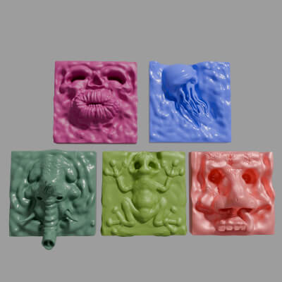 Set of Tiles With Animals and Funny Faces