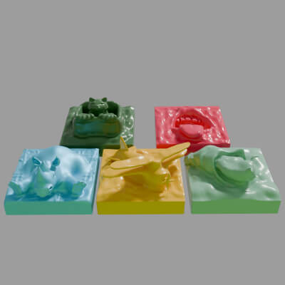 Set of Tiles With Characters and an Airplane