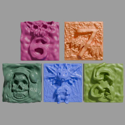 Set of Tiles With Numbers and Creatures - 3D Model by japanzanuda