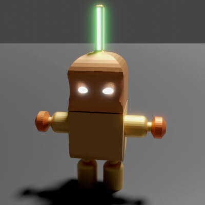 Toy Robot With Glowing Eyes and Antenna