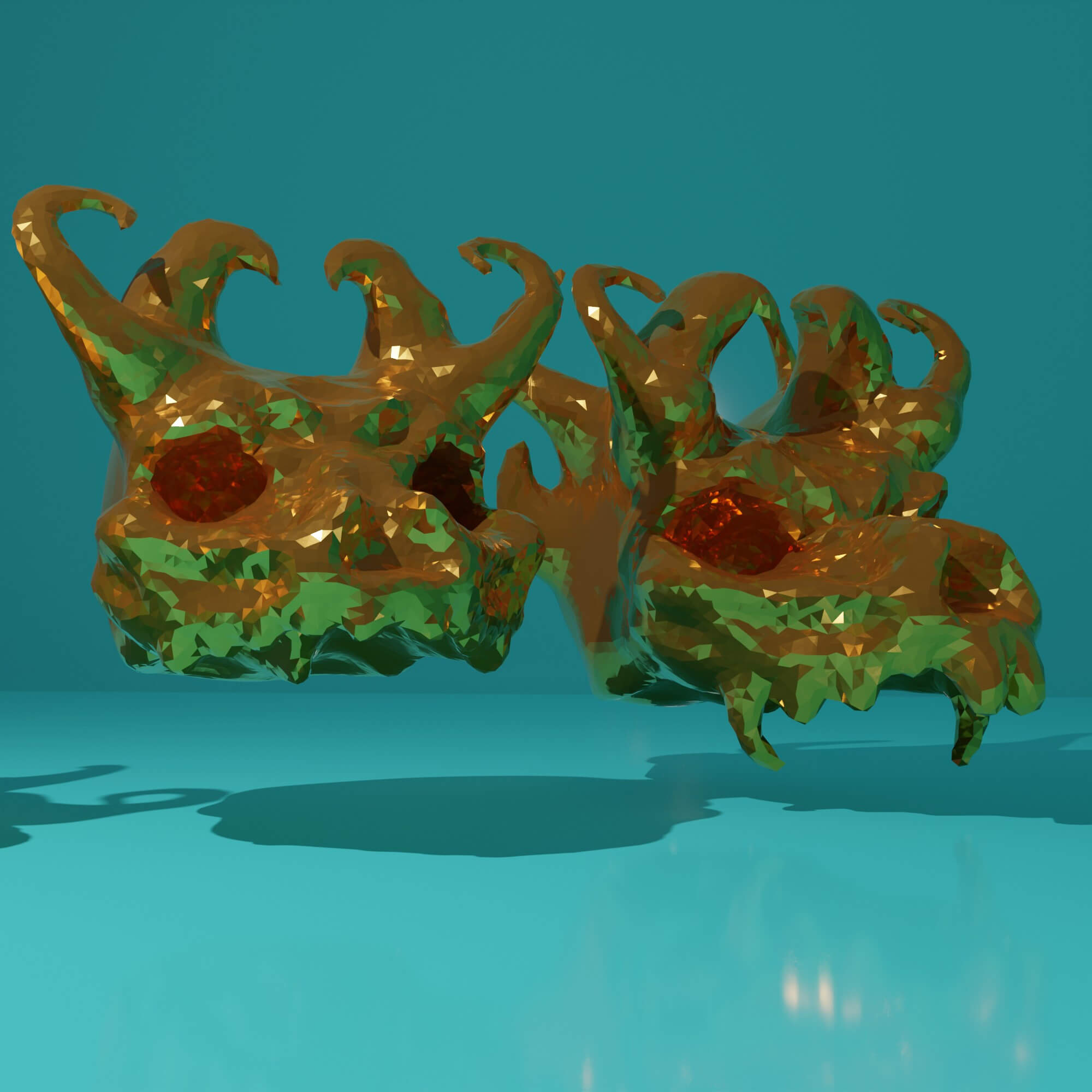 Two Horned Animal Skulls 3D Model by japanzanuda