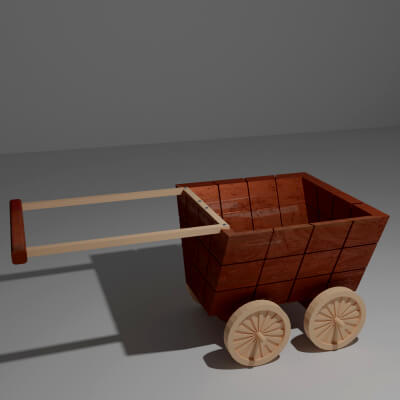 Wooden Medieval Cart With Handle