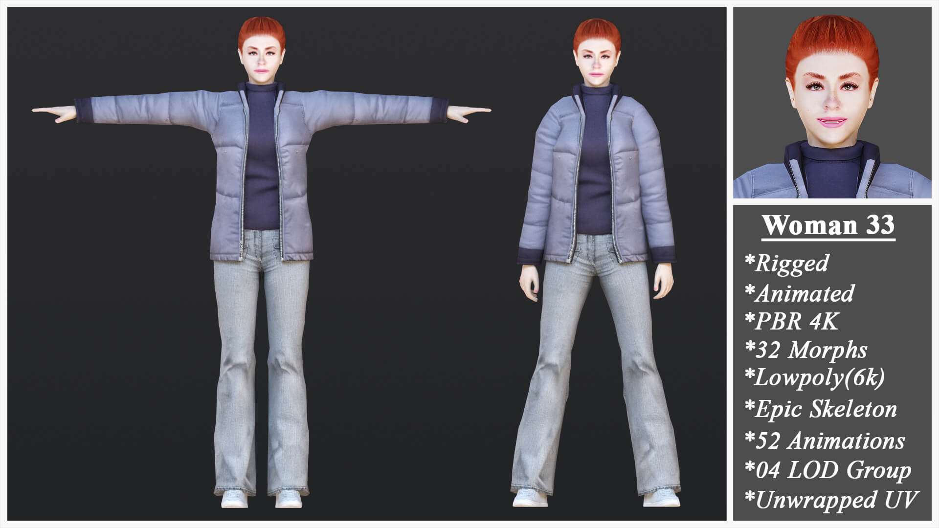 Woman 31 To 35 With 52 Animations 32 Morphs by jasirkt