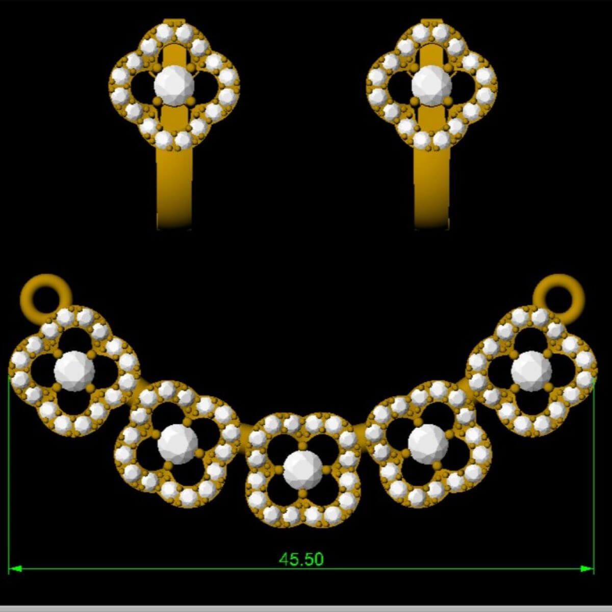 Mangalsutra Diamond Set - Free 3D Model by jewelry designer