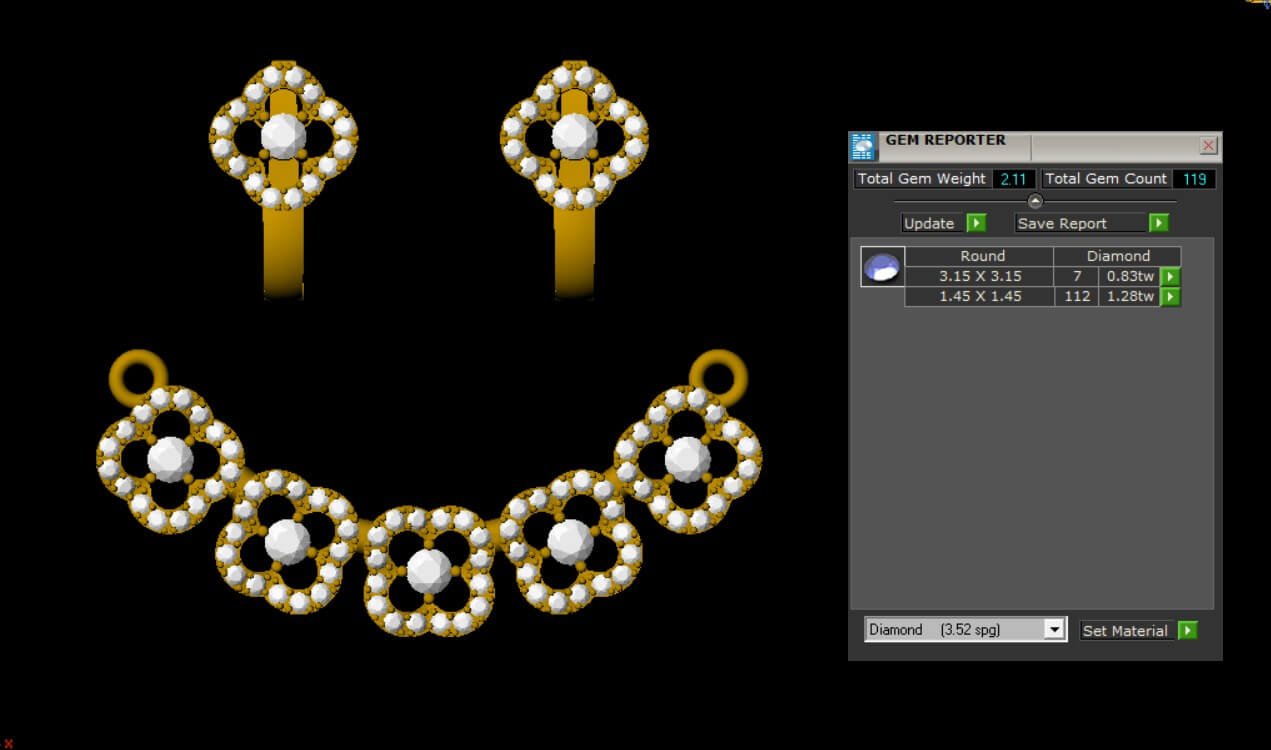 Mangalsutra Diamond Set - Free 3D Model by jewelry designer