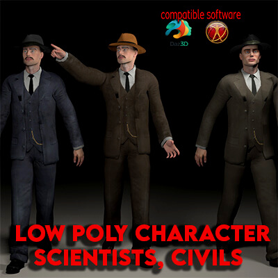 Cloths Civil Low Poly Standalone Figure-2