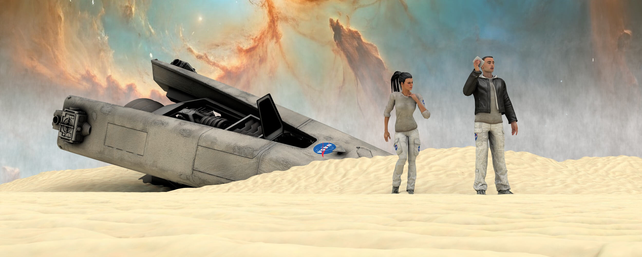 Crash Sand Desert 3D Render, Digital Art by Jibicoco