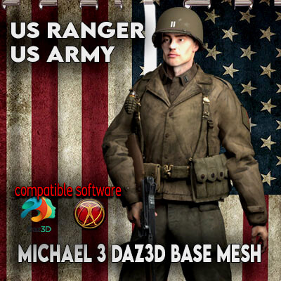 US Rangers World War 2 Michael 3 of DAZ3D Standalone Charac