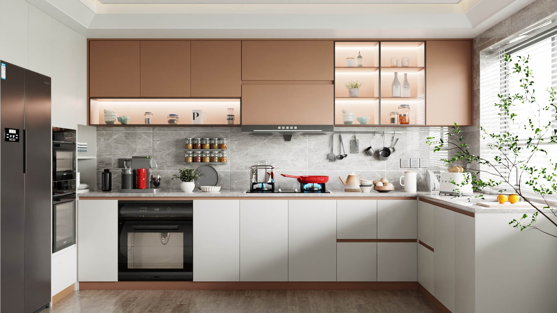 Modern Minimalist Style Kitchen Complete With Cutlery - 3D Model by JIEXI