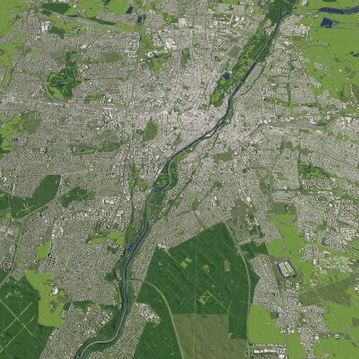 Munich Germany in 20 km x 20 km City and Urban