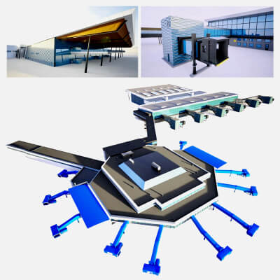 Bergen Airport Flesland Terminal &ndash Low-Poly 3D Model by jk3dstudio