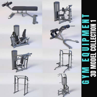 Gym Equipment 3D Model Collection 1 by jk3dstudio