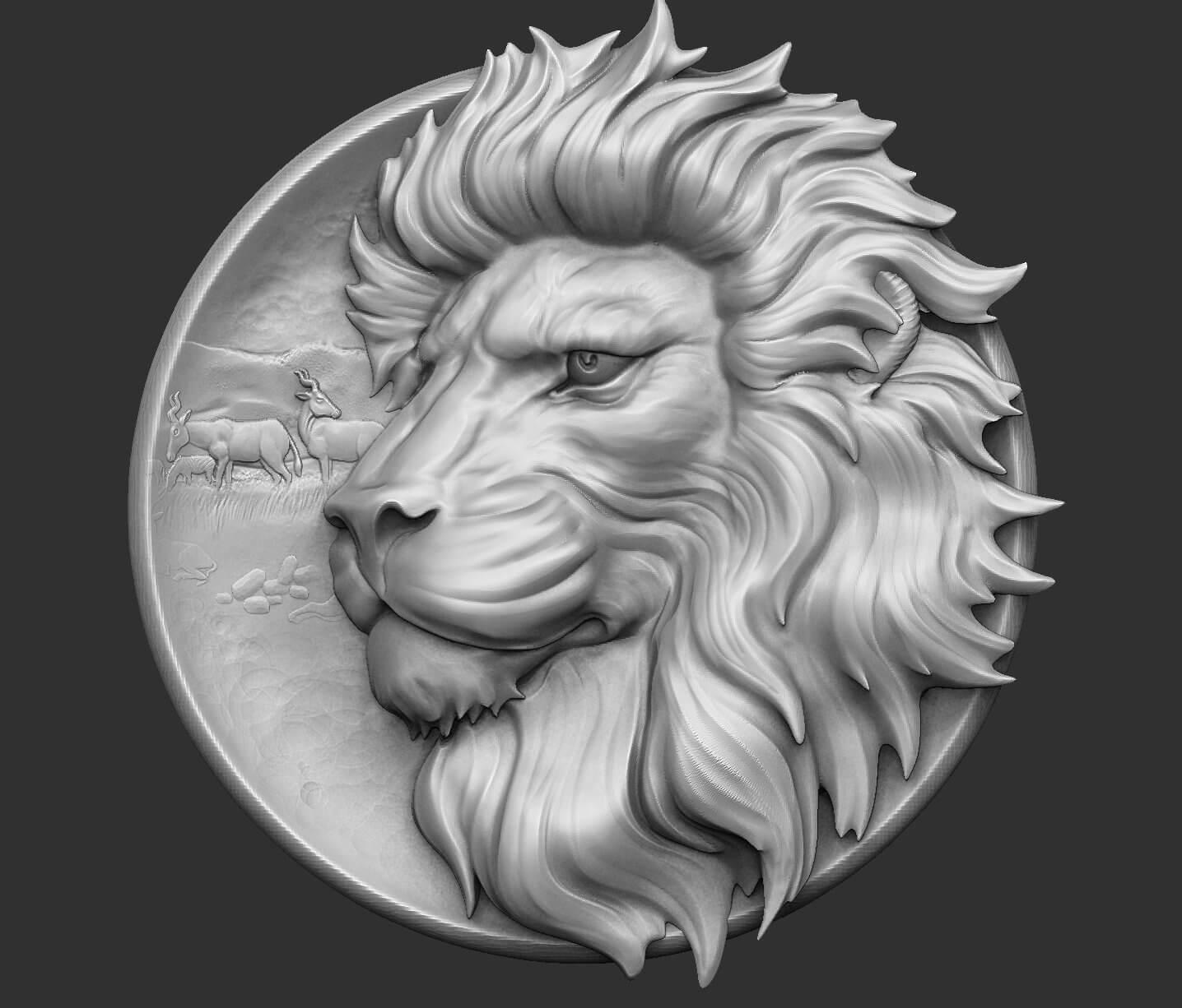 Lion BasRelief 3D Print Model by JoFox