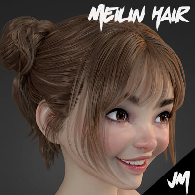 JM Meilin Hair for Genesis 9 by JOXIMOON