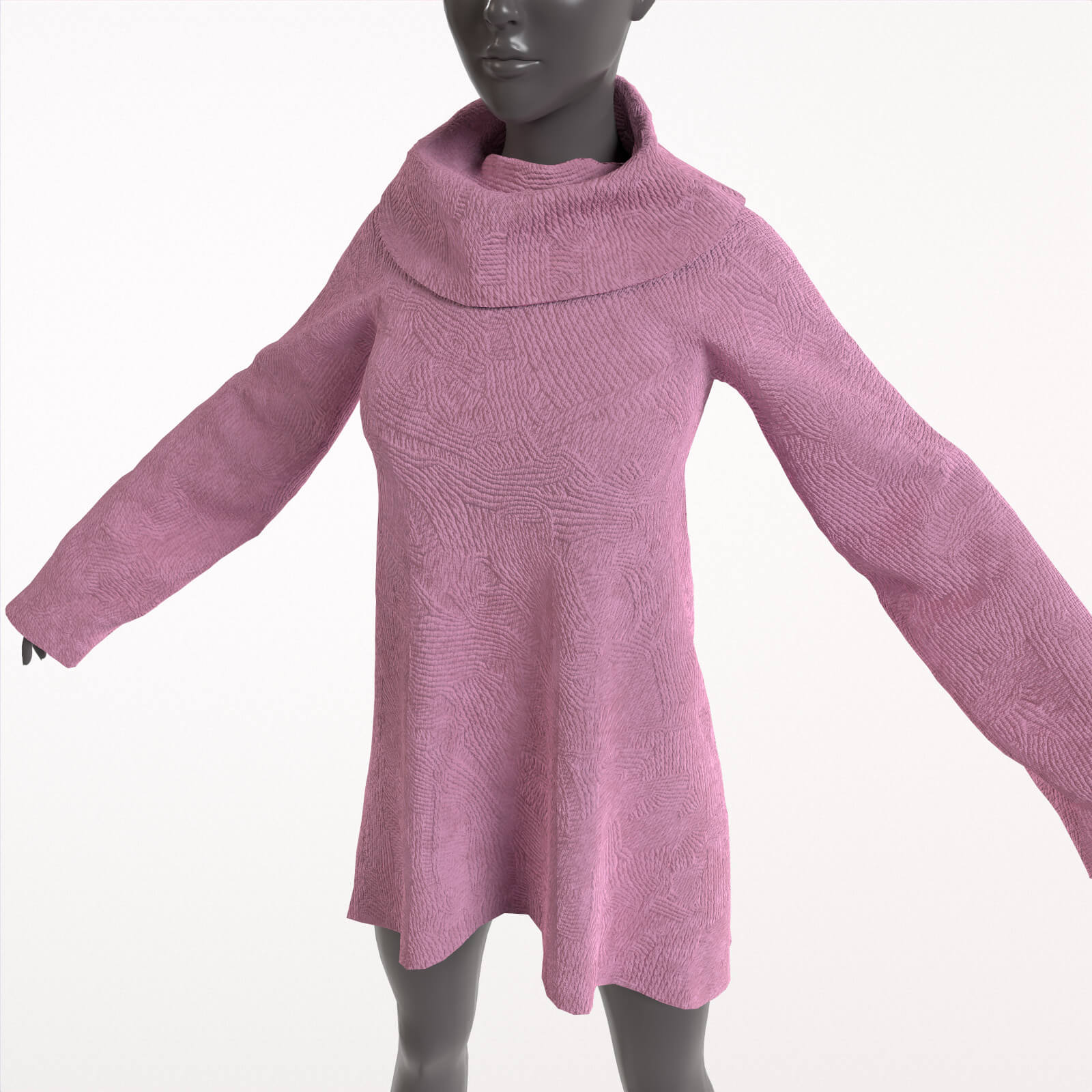 Oversize Female Pink Abstract Knitted Sweater - 3D Model by Joyhanka