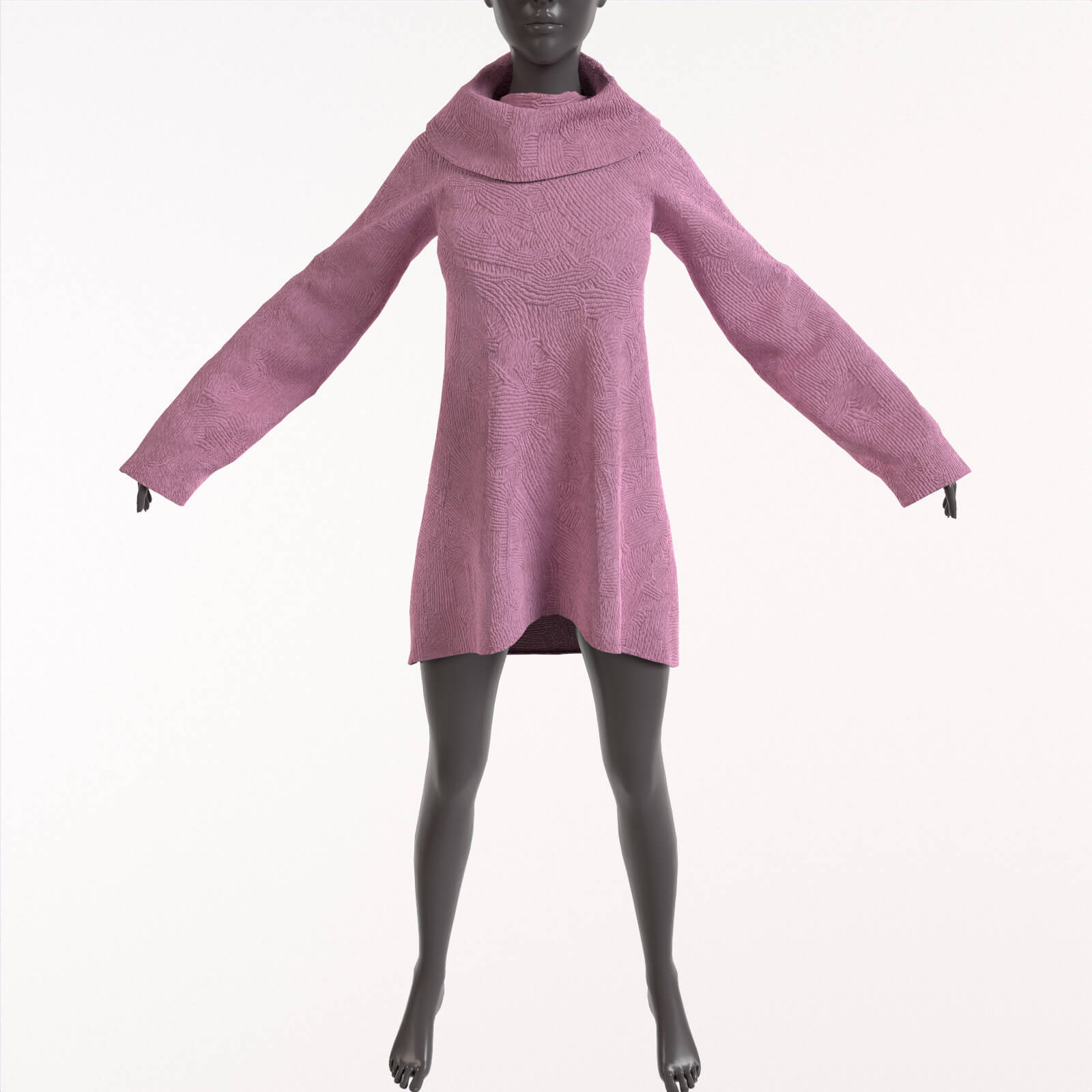 Oversize Female Pink Abstract Knitted Sweater - 3D Model by Joyhanka