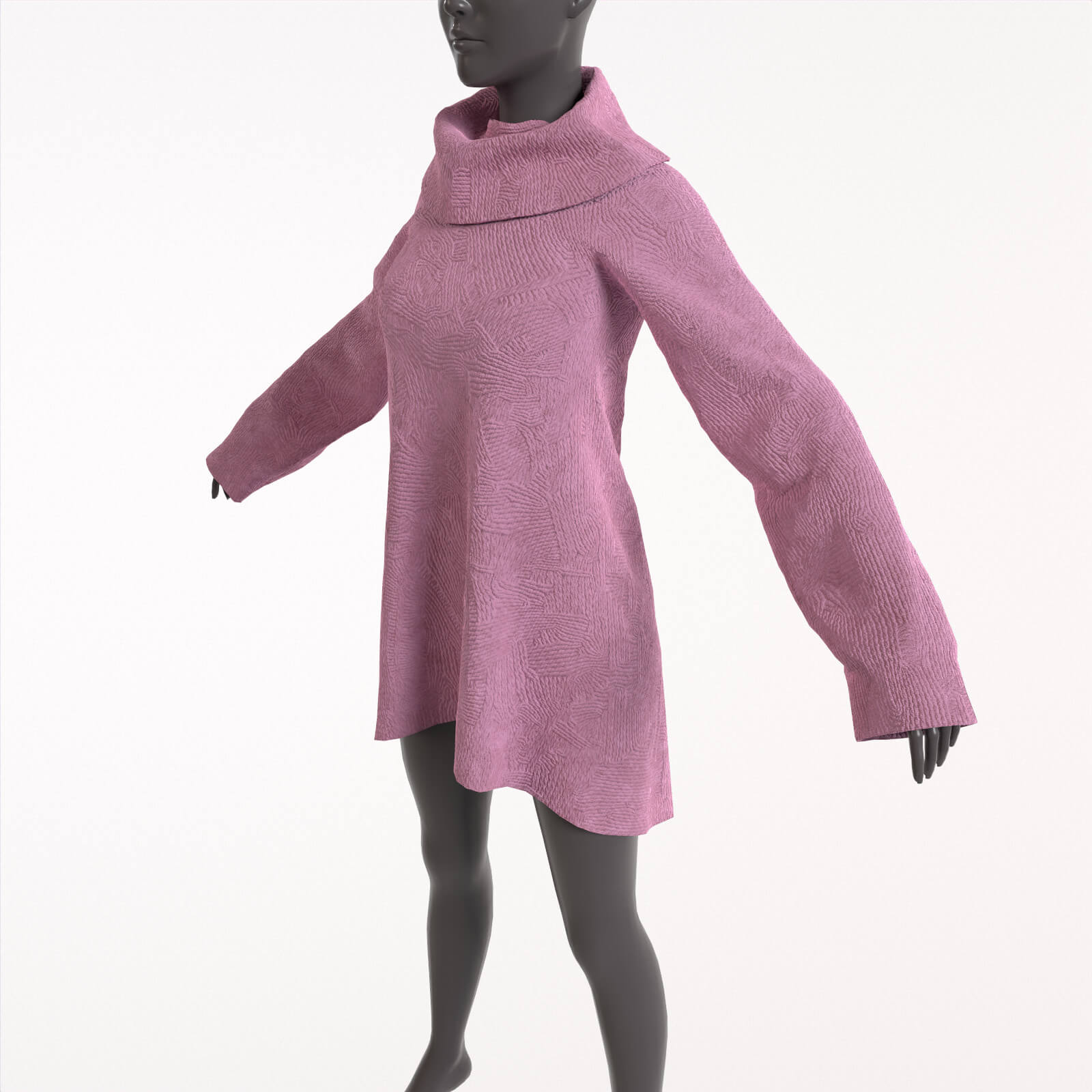 Oversize Female Pink Abstract Knitted Sweater - 3D Model by Joyhanka