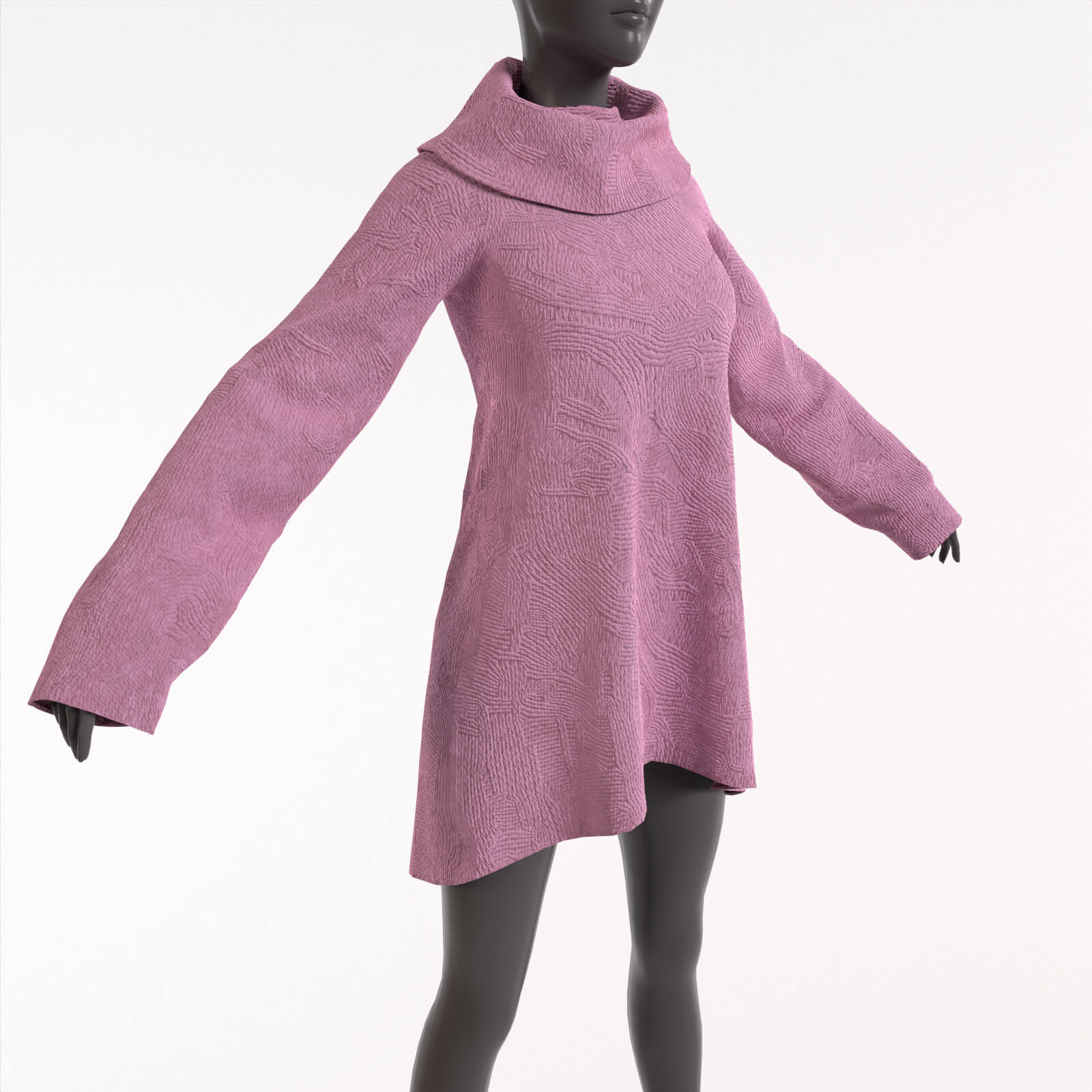 Oversize Female Pink Abstract Knitted Sweater - 3D Model by Joyhanka