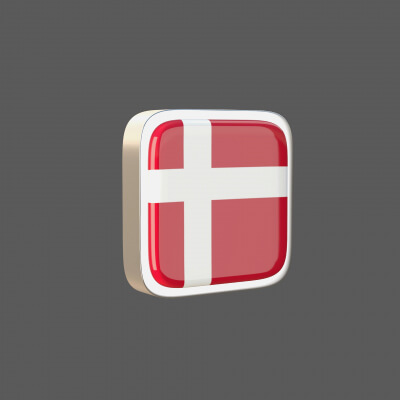 Denmark Flag Square Icon - 3D Model by js3dcreative