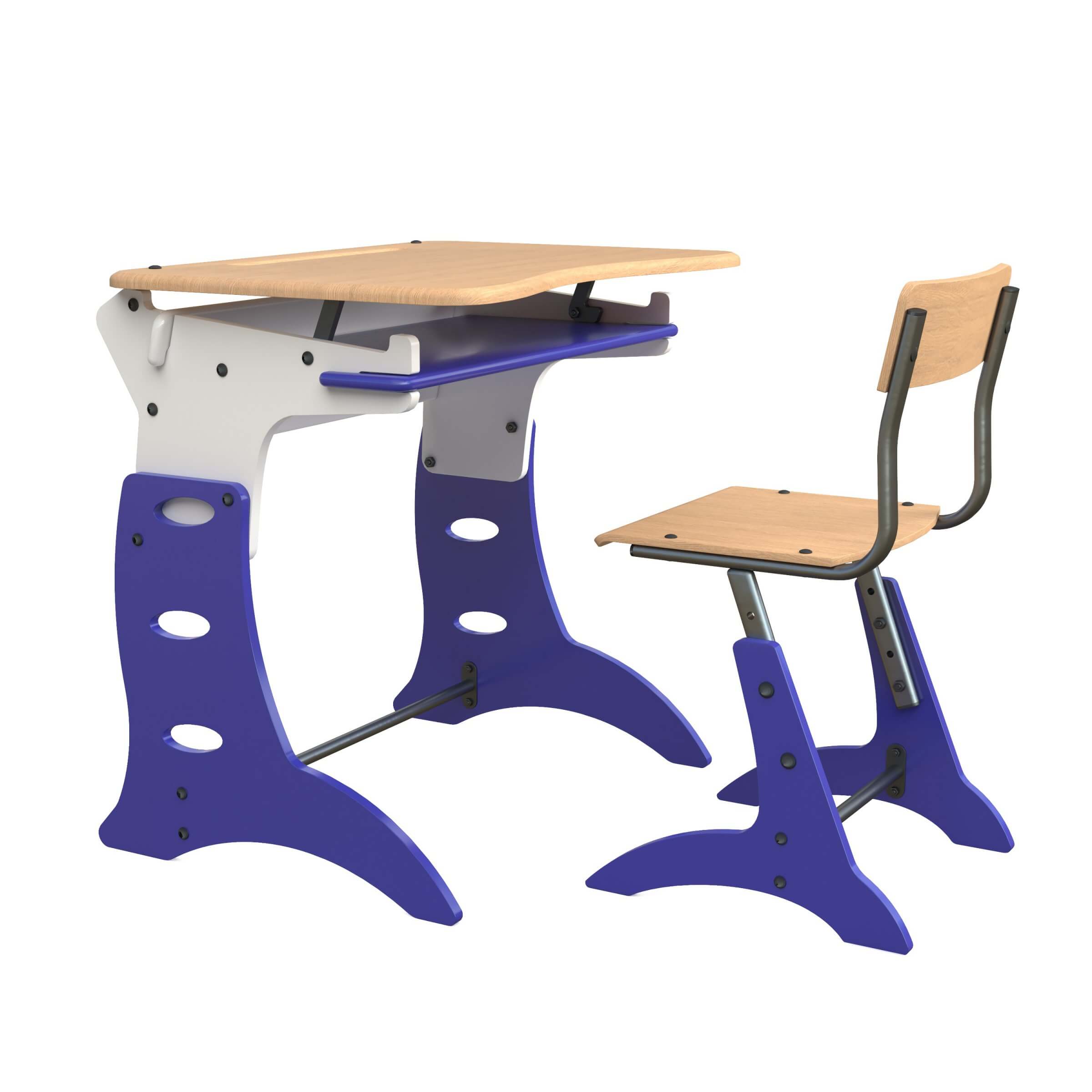School Desk and Chair 3D Model by julg