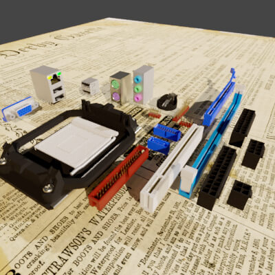 Computer Parts Model Pack Computer Motherboard Parts - 3D Model by just_egoist