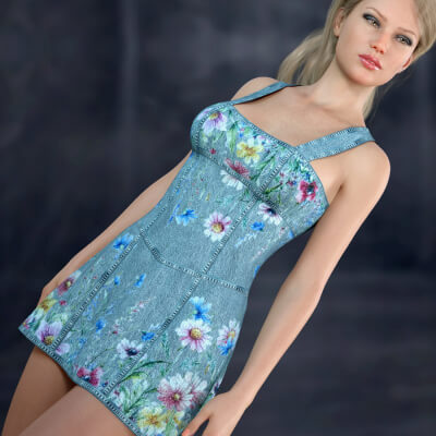 Denim Mini Dress for Genesis 8