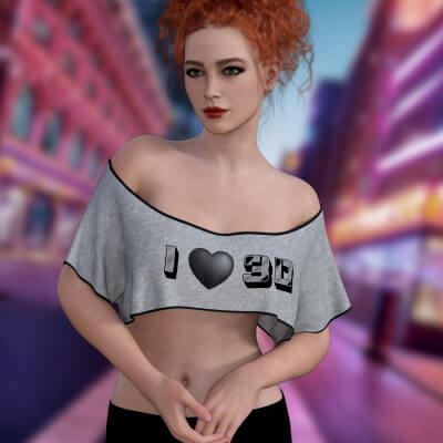 Off Shoulder Crop Tee for Genesis 9