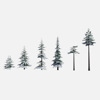 Low Poly Snowy Spruce Tree Pack