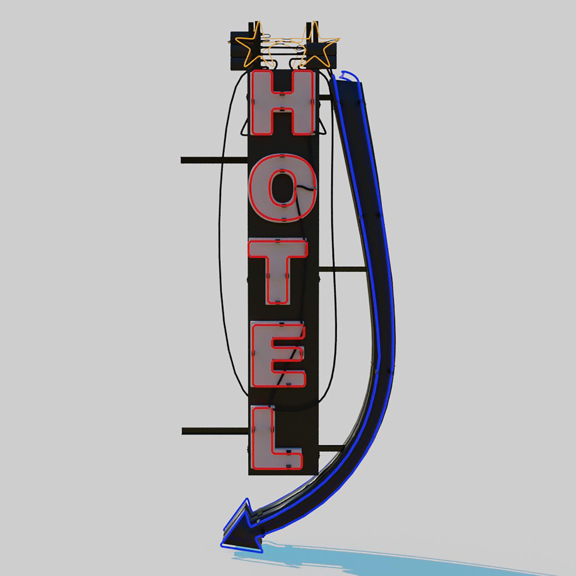 Neon Hotel Sign - 3D Model by kambur